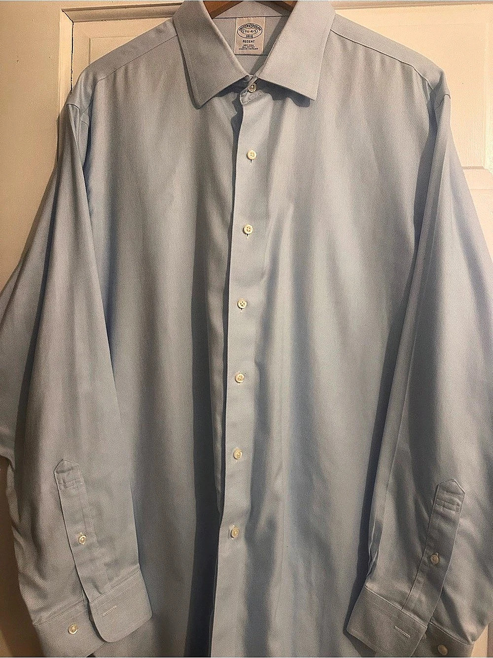Brooks Brothers Regent Men’s Dress Shirt 17.5 Non-Iron 100% Cotton Blue